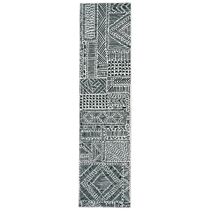Laysan Home Transitional Washable Polyester 2'x8' Rectangle Rug in Ivory / Black