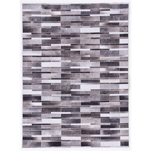 Laysan Home Transitional Woven Polyester 6'7&quotx9'7&quot Rectangle Rug in Gray / Ivory