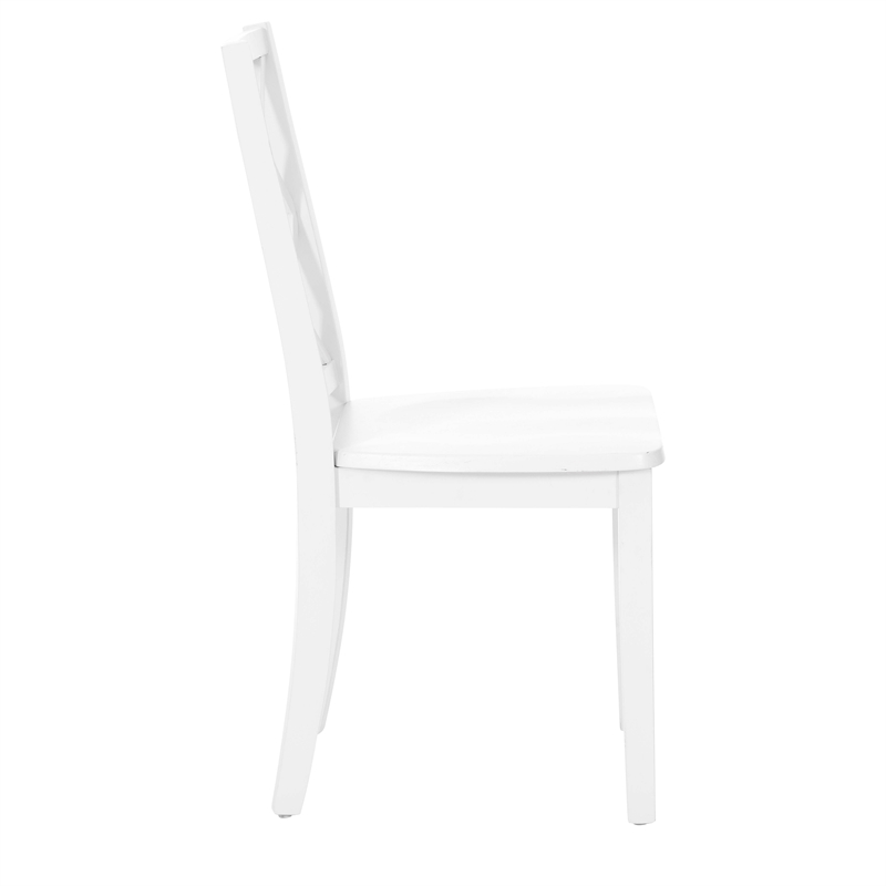 Laysan Home 2-Piece Dining Set in Distressed White - Solid Pine Table and Lattice-Back Chair