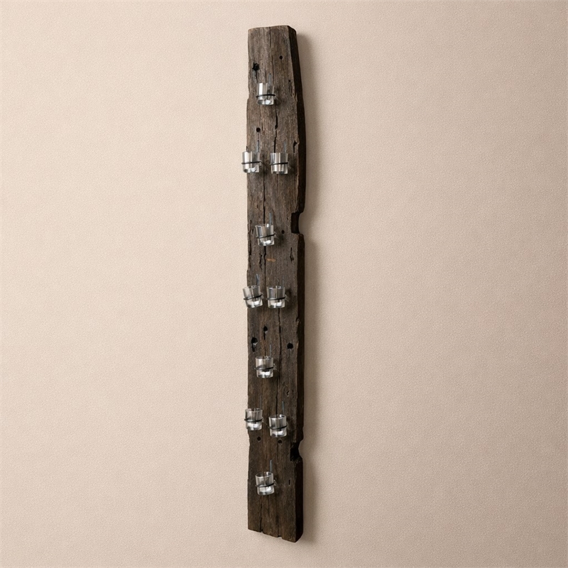 Laysan Home Reclaimed Wood Dark Brown Wall Candle Holder Rectangular 66