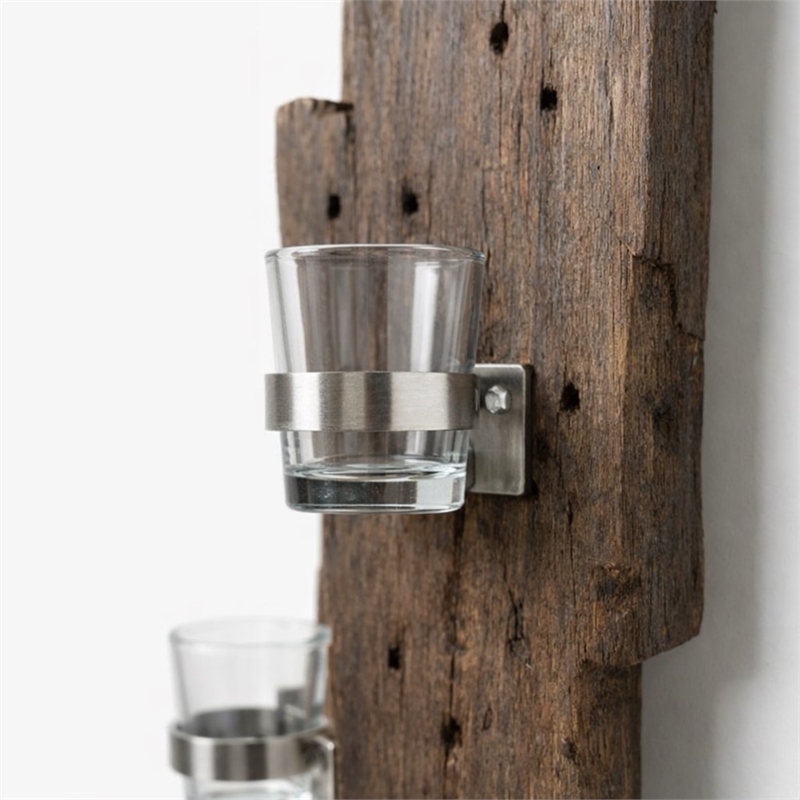 Laysan Home Reclaimed Wood Dark Brown Wall Candle Holder Rectangular 66