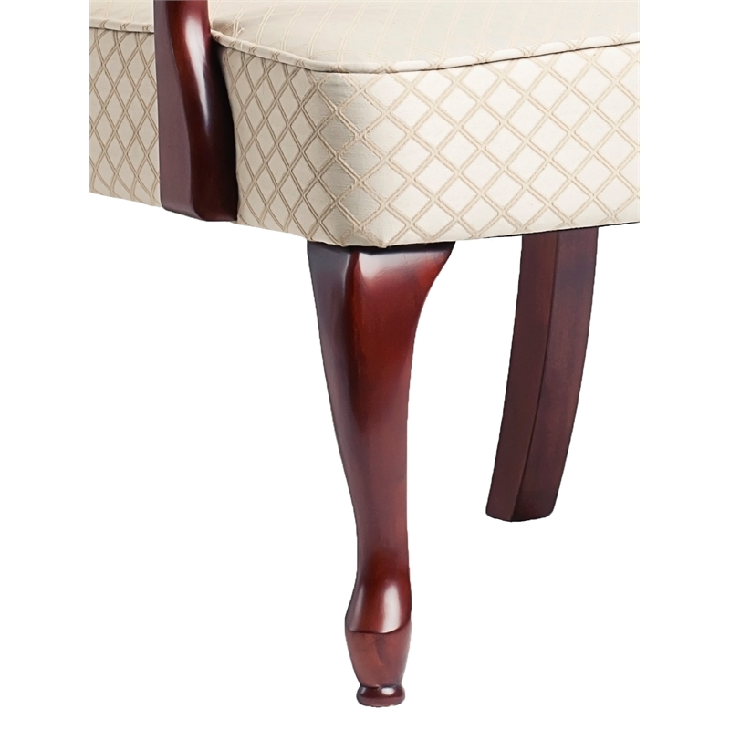 Comfort Pointe Derby Beige Jacquard Fabric Solid Wood Gooseneck Arm Chair