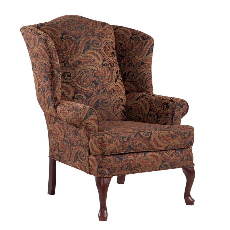 Comfort Pointe Paisley Cranberry Red Chenille Traditional Wing Back Accent Chair