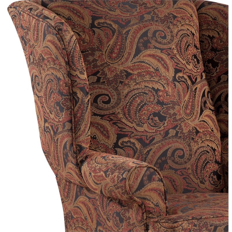 Comfort Pointe Paisley Cranberry Red Chenille Traditional Wing Back Accent Chair