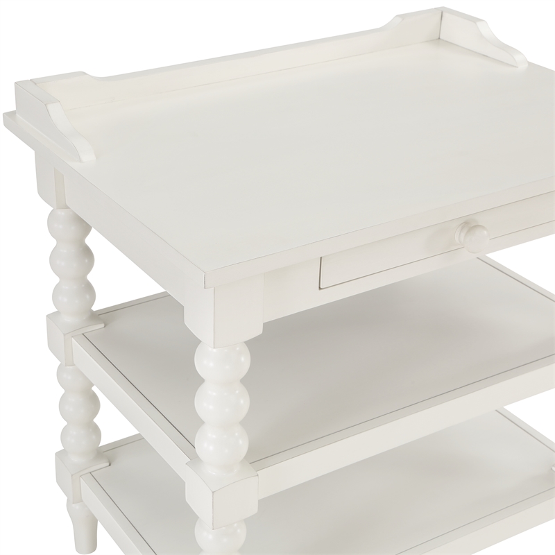 Comfort Pointe Averly Antique White Wood Turned Leg Storage Nightstand