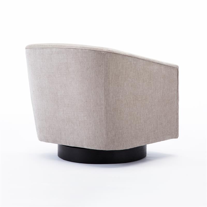 Comfort Pointe Geneva Beige Oatmeal Fabric Wooden Base Swivel Chair