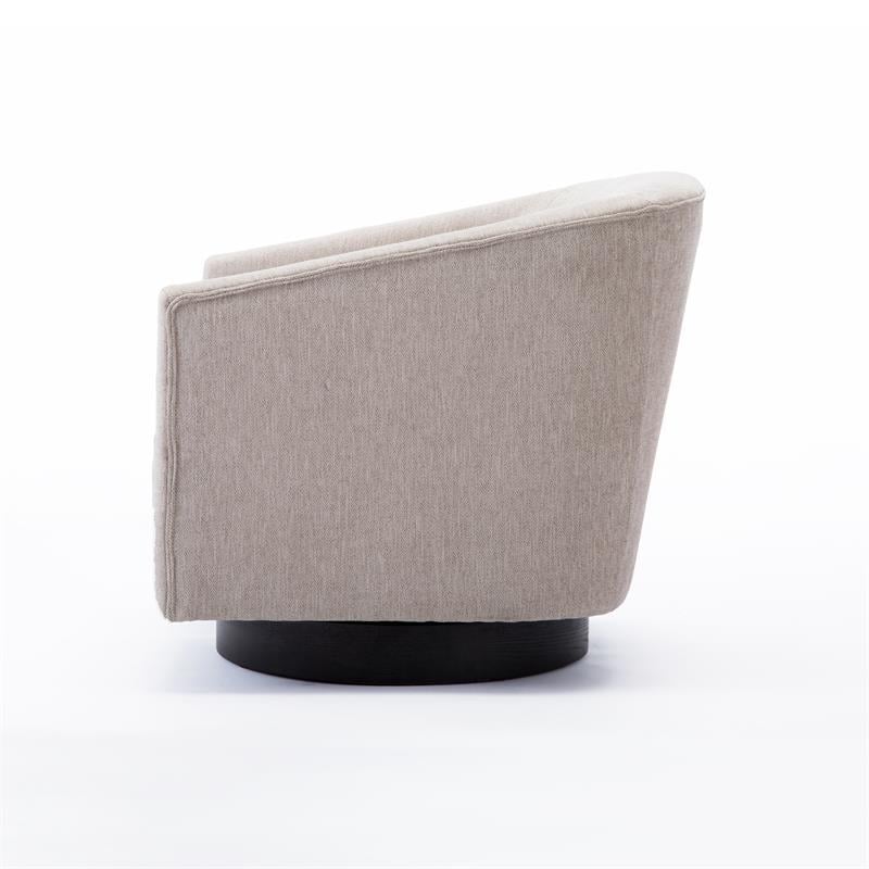 Comfort Pointe Geneva Beige Oatmeal Fabric Wooden Base Swivel Chair