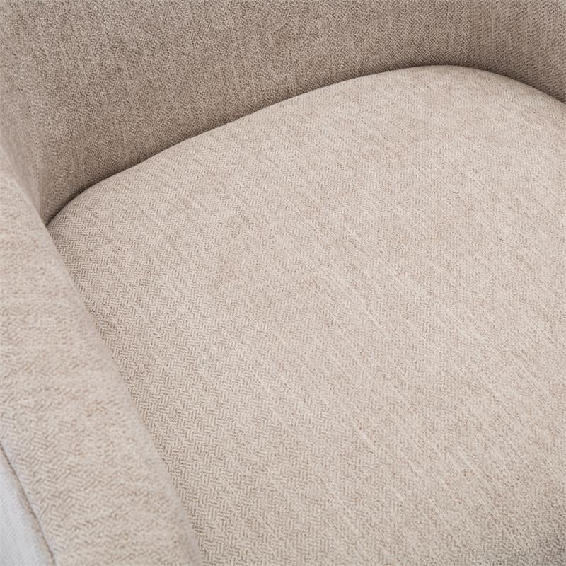 Comfort Pointe Geneva Beige Oatmeal Fabric Wooden Base Swivel Chair