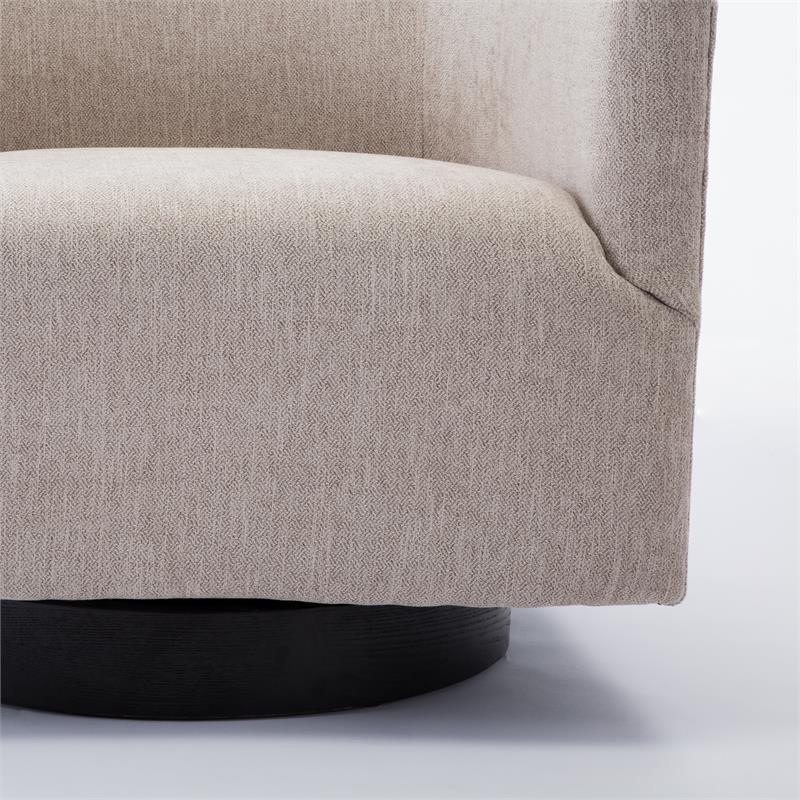 Comfort Pointe Geneva Beige Oatmeal Fabric Wooden Base Swivel Chair