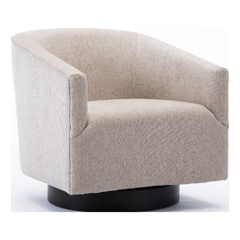 Comfort Pointe Geneva Beige Oatmeal Fabric Wooden Base Swivel Chair