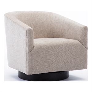Comfort Pointe Geneva Beige Oatmeal Fabric Wooden Base Swivel Chair