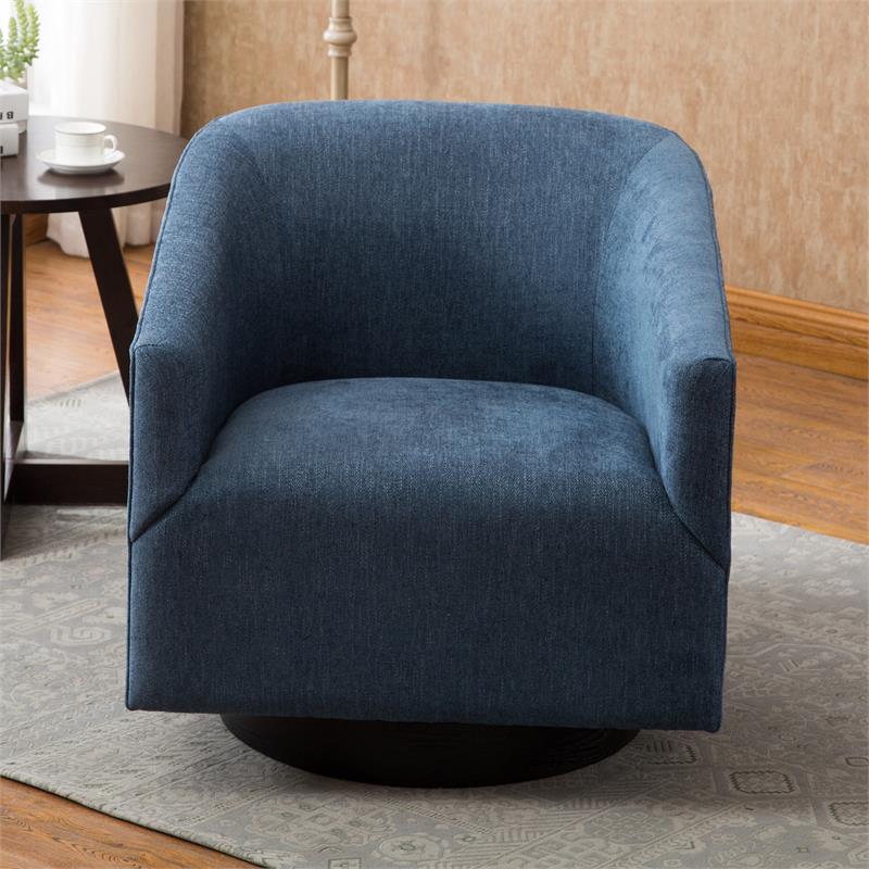 Comfort Pointe Geneva Cadet Blue Fabric Wood Base Swivel Accent Chair