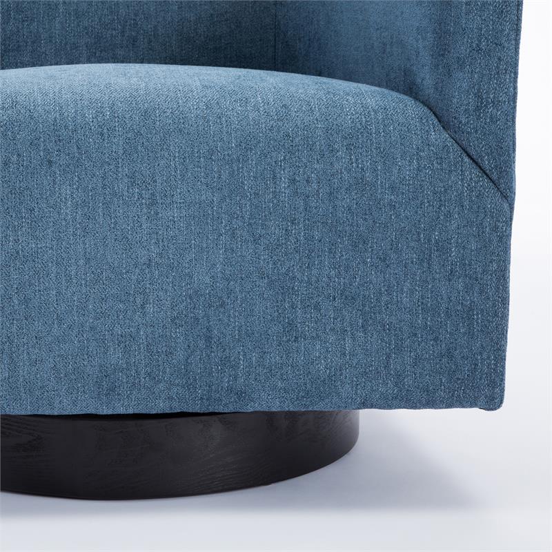 Comfort Pointe Geneva Cadet Blue Fabric Wood Base Swivel Accent Chair