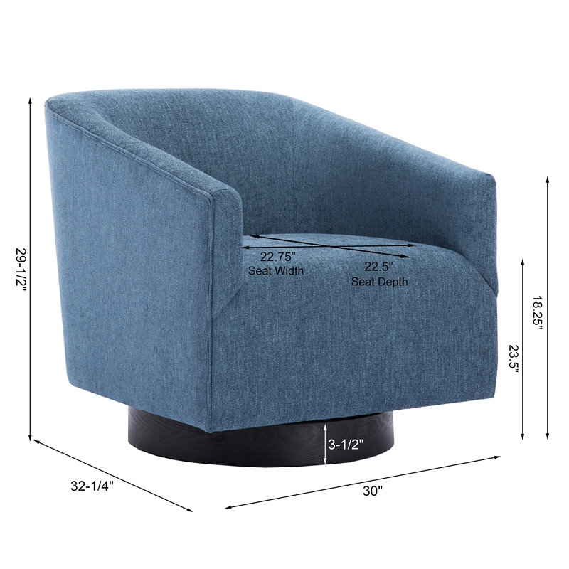 Comfort Pointe Geneva Cadet Blue Fabric Wood Base Swivel Accent Chair