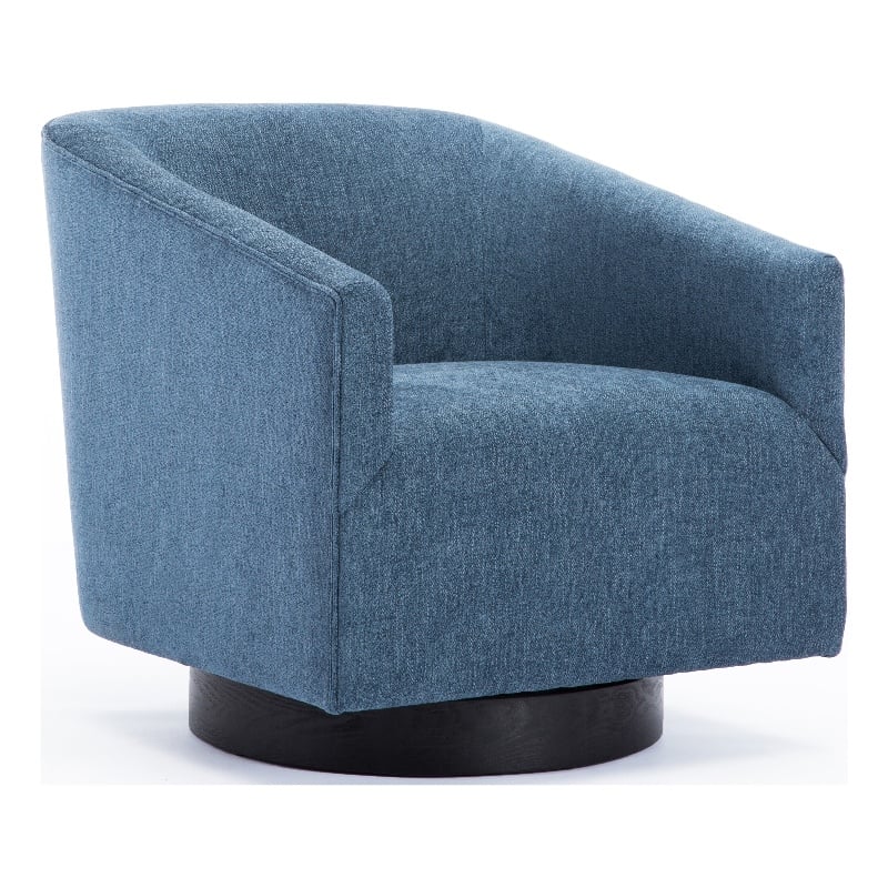 Comfort Pointe Geneva Cadet Blue Fabric Wood Base Swivel Accent Chair
