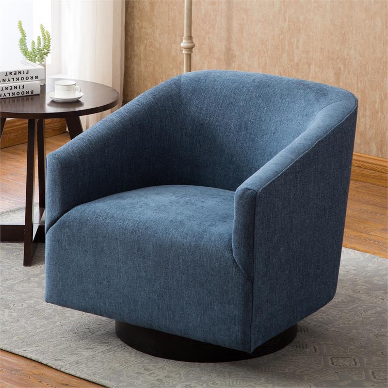 Comfort Pointe Geneva Cadet Blue Fabric Wood Base Swivel Accent Chair