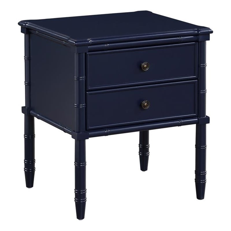 Comfort Pointe Ellison Midnight Blue Wood 2-Drawer Coastal Style Nightstand