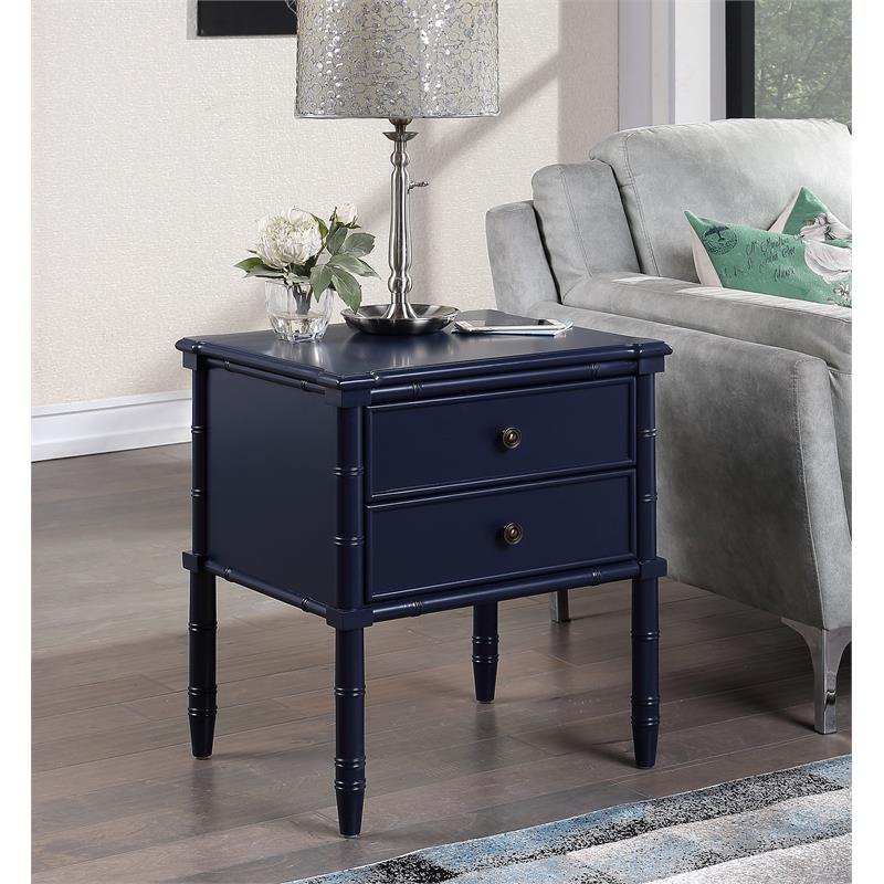 Comfort Pointe Ellison Midnight Blue Wood 2-Drawer Coastal Style Nightstand