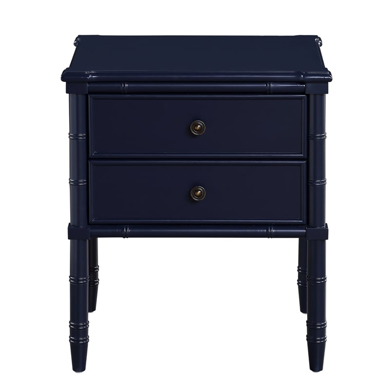 Comfort Pointe Ellison Midnight Blue Wood 2-Drawer Coastal Style Nightstand
