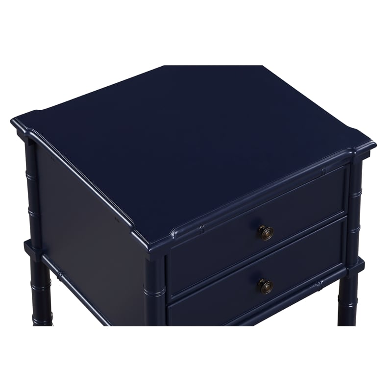 Comfort Pointe Ellison Midnight Blue Wood 2-Drawer Coastal Style Nightstand