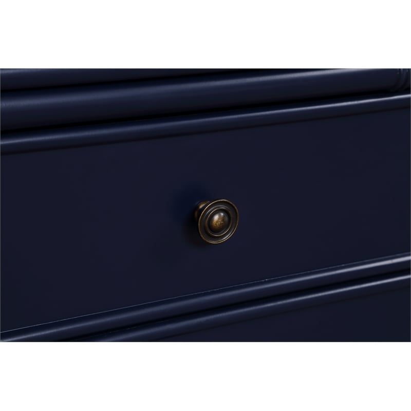 Comfort Pointe Ellison Midnight Blue Wood 2-Drawer Coastal Style Nightstand