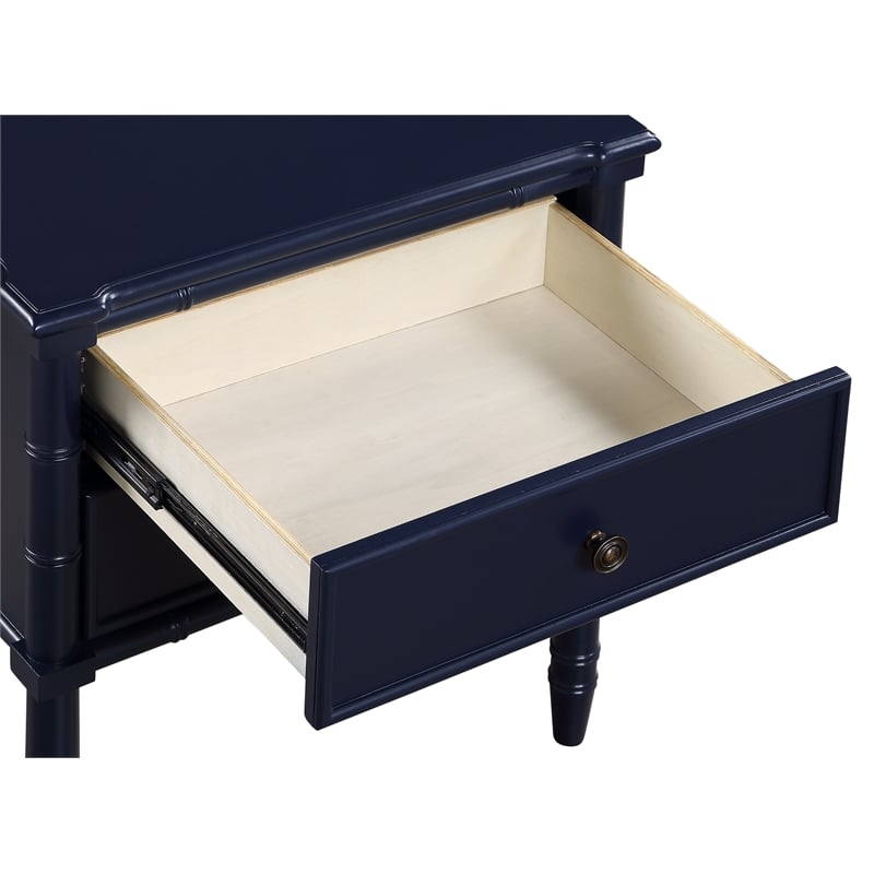 Comfort Pointe Ellison Midnight Blue Wood 2-Drawer Coastal Style Nightstand