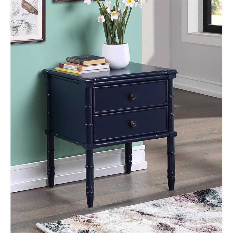 Comfort Pointe Ellison Midnight Blue Wood 2-Drawer Coastal Style Nightstand