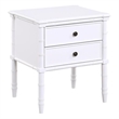 Ellison White 2-Drawer Wood Nightstand with Carved Legs and Antique Brass Knobs