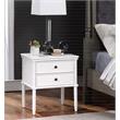 Ellison White 2-Drawer Wood Nightstand with Carved Legs and Antique Brass Knobs