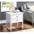 Ellison White 2-Drawer Wood Nightstand with Carved Legs and Antique Brass Knobs