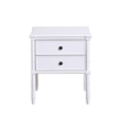 Ellison White 2-Drawer Wood Nightstand with Carved Legs and Antique Brass Knobs