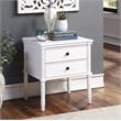 Ellison White 2-Drawer Wood Nightstand with Carved Legs and Antique Brass Knobs