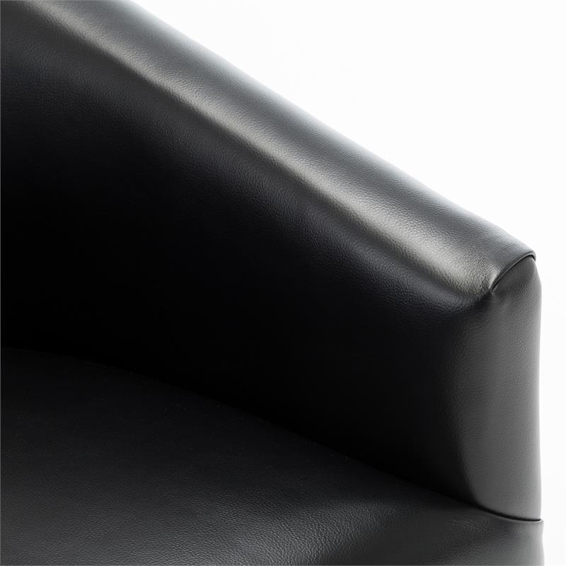 Comfort Pointe Gaven Black Faux Leather Wood Base Swivel Accent Chair