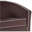 Keely Maple Brown Velvet with Cream Welt Barrel Swivel Chair