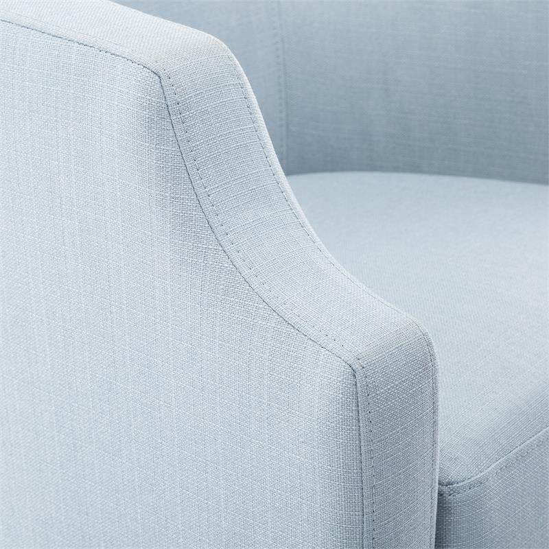 Infinity Sky Blue Polyester Fabric Swivel and Rocker Barrel Accent Chair