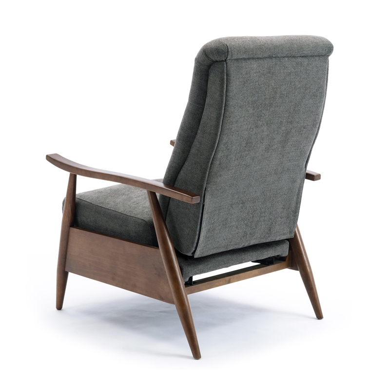 Comfort Pointe Soren Charcoal Polyester Fabric Wood Arm Push Back Recliner