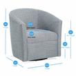 Comfort Pointe Lynton Indigo Blue Polyester Fabric Swivel Accent Chair