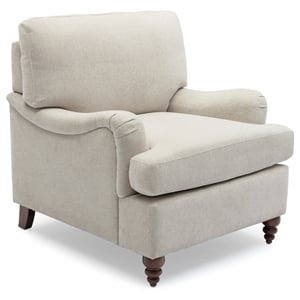Clarendon Sea Oat Beige Polyester Fabric Upholstered Transitional Arm Chair
