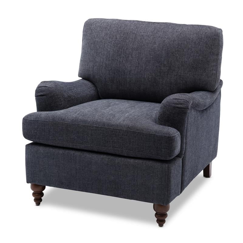 Clarendon Navy Blue Polyester Fabric Upholstered Transitional Arm Chair