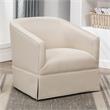 Elm Ivory Woven Polyester Fabric Skirted 360-degree Swivel Accent Chair