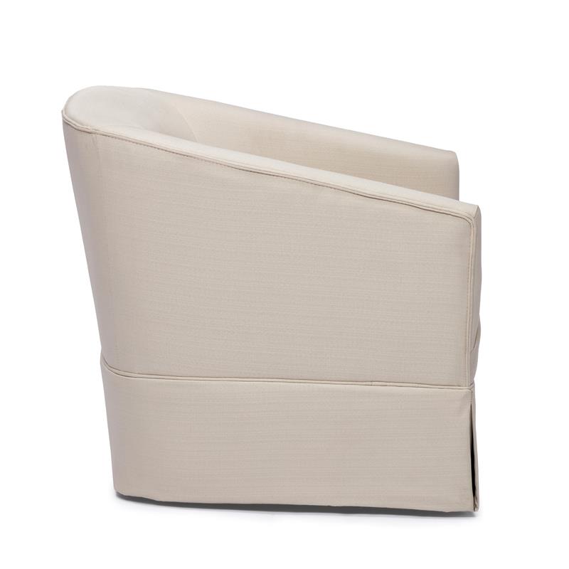 Elm Ivory Woven Polyester Fabric Skirted 360-degree Swivel Accent Chair