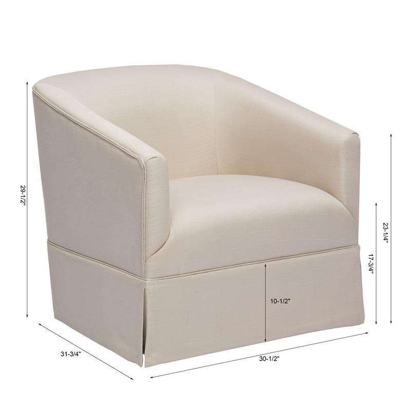 Elm Ivory Woven Polyester Fabric Skirted 360-degree Swivel Accent Chair