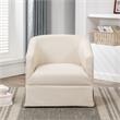 Elm Ivory Woven Polyester Fabric Skirted 360-degree Swivel Accent Chair