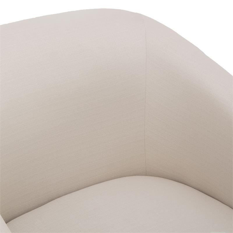 Elm Ivory Woven Polyester Fabric Skirted 360-degree Swivel Accent Chair