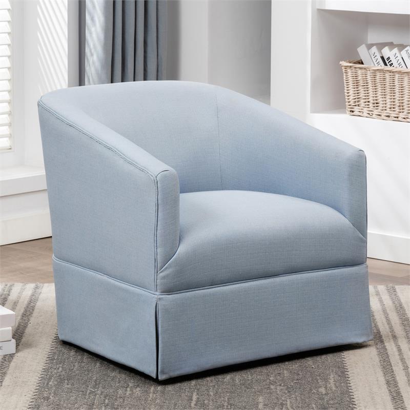 Elm Sky Blue Woven Polyester Fabric Skirted 360-degree Swivel Accent Chair