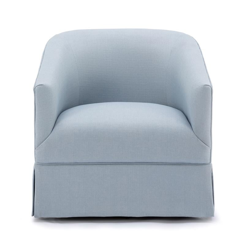 Elm Sky Blue Woven Polyester Fabric Skirted 360-degree Swivel Accent Chair