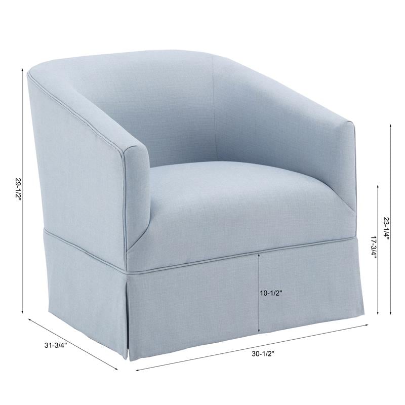 Elm Sky Blue Woven Polyester Fabric Skirted 360-degree Swivel Accent Chair