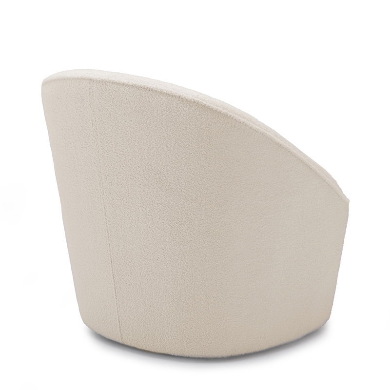 Andria Milky White Textured Polyester Boucle Fabric Swivel Accent Chair