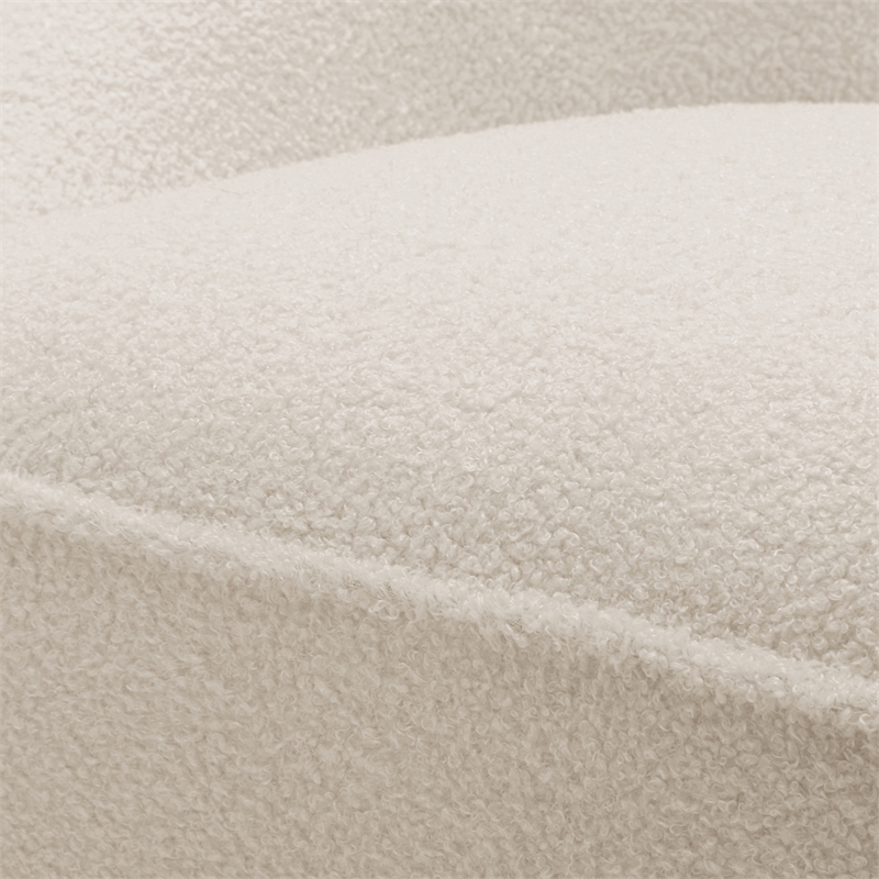 Andria Milky White Textured Polyester Boucle Fabric Swivel Accent Chair