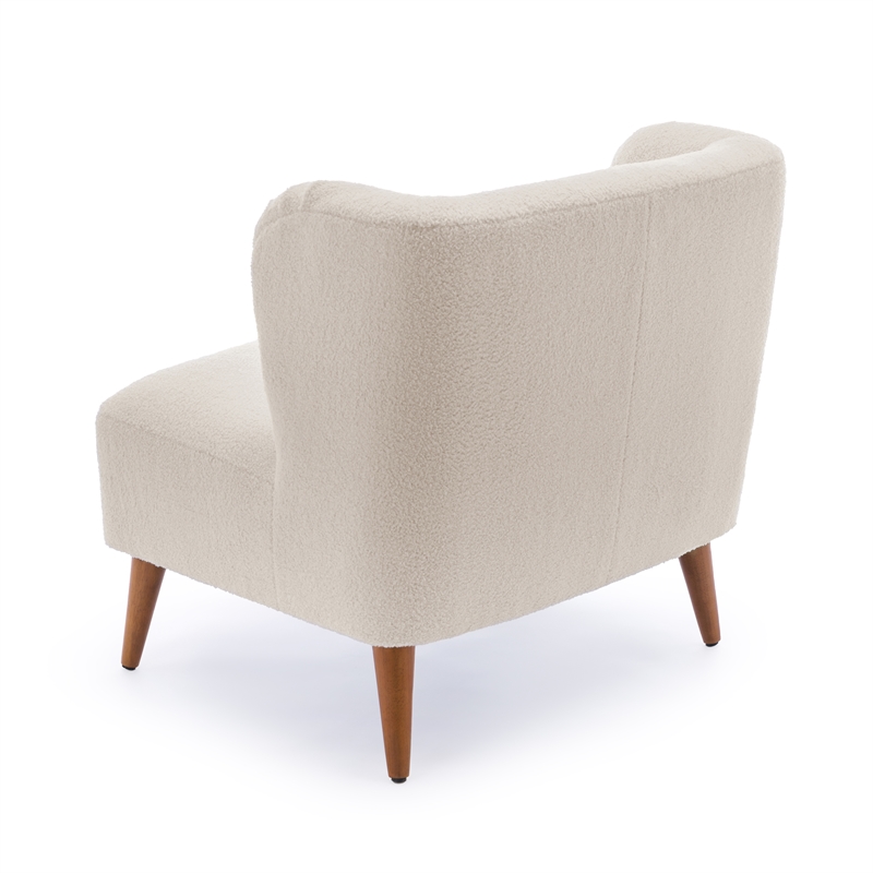 Vesper Milky White Textured Polyester Boucle Fabric Accent Chair